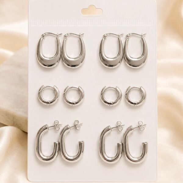 0a kit x 6 pares aros argollas infladas a.b abid L