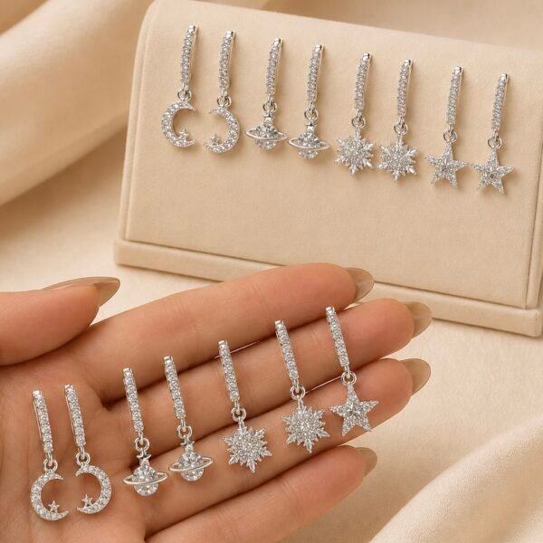 0a kit x 4 pares aros con cubics a.b abid C