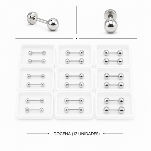 0a blister x 12 pares aros abridores bolita 3 tamaños  a.b