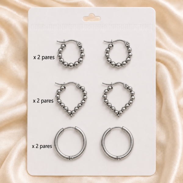 a a set x 6 pares argollas infladas  mod I a.q
