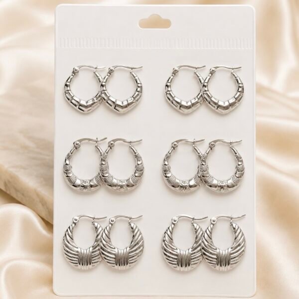 0a kit x 6 pares aros argollas infladas a.b abid N