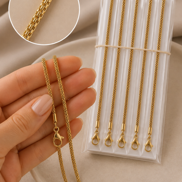 blister x 5 cadenas acero dorada mod pop corn D x 40cm