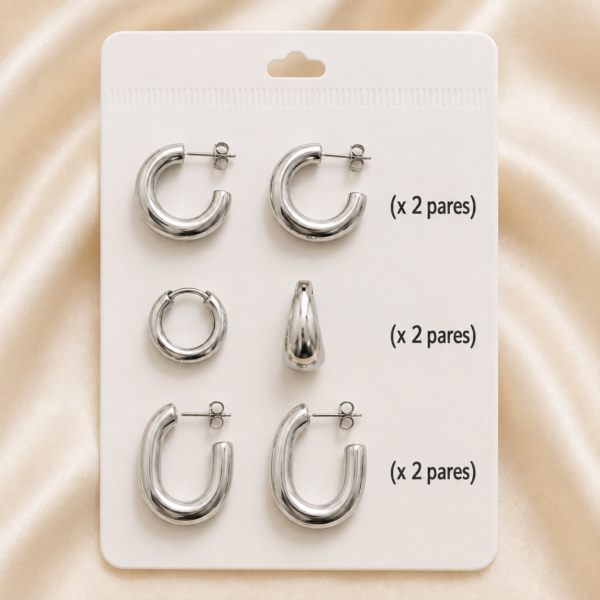 a a set x 6 pares argollas infladas  mod K a.q