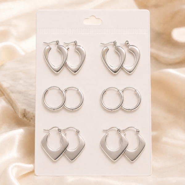 0a kit x 6 pares aros argollas infladas a.b abid M