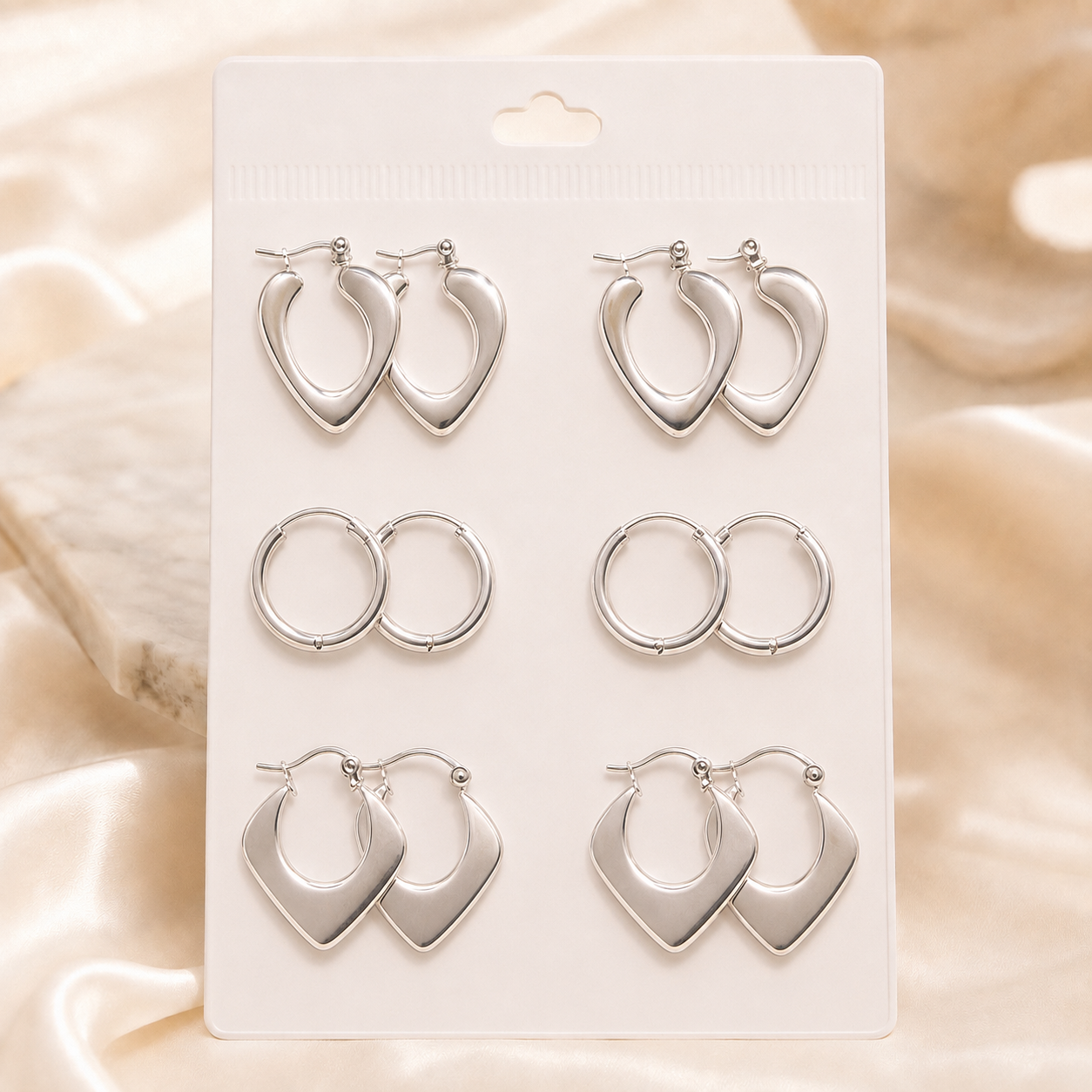 0a kit x 6 pares aros argollas infladas a.b abid M