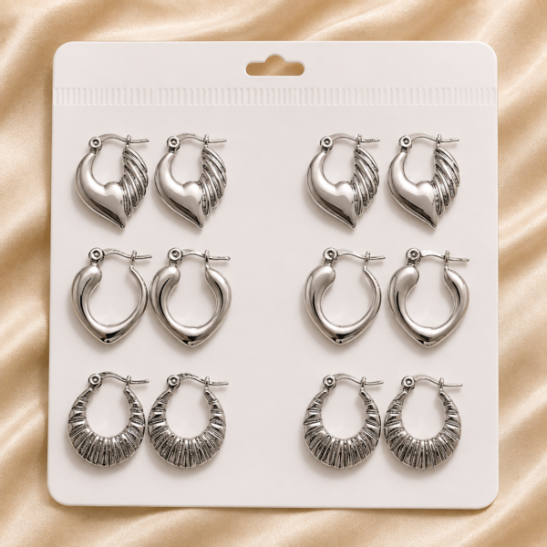 a a set x 6 pares argollas infladas  mod H a.q