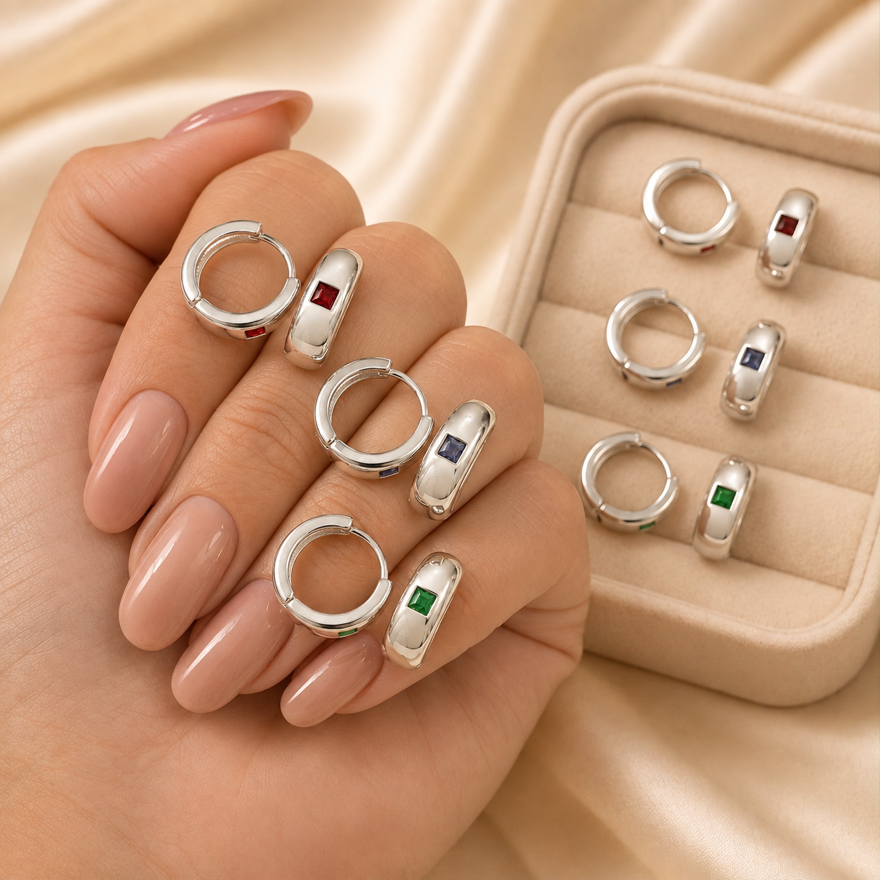 0a kit x 3 pares aros con cubics a.b abid E