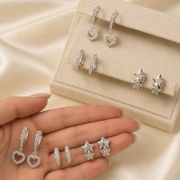 0a kit x 3 pares aros con cubics a.b abid D