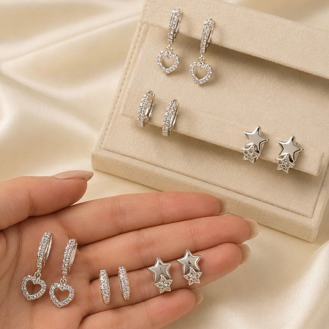 0a kit x 3 pares aros con cubics a.b abid D