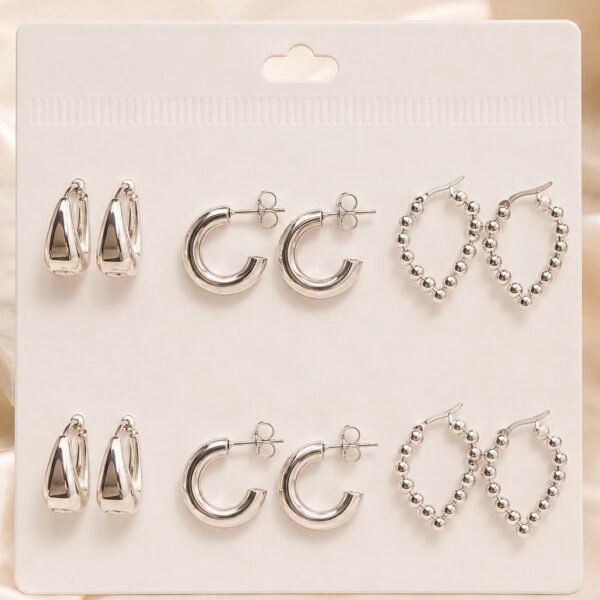 0a kit x 6 pares aros argollas infladas a.b abid K