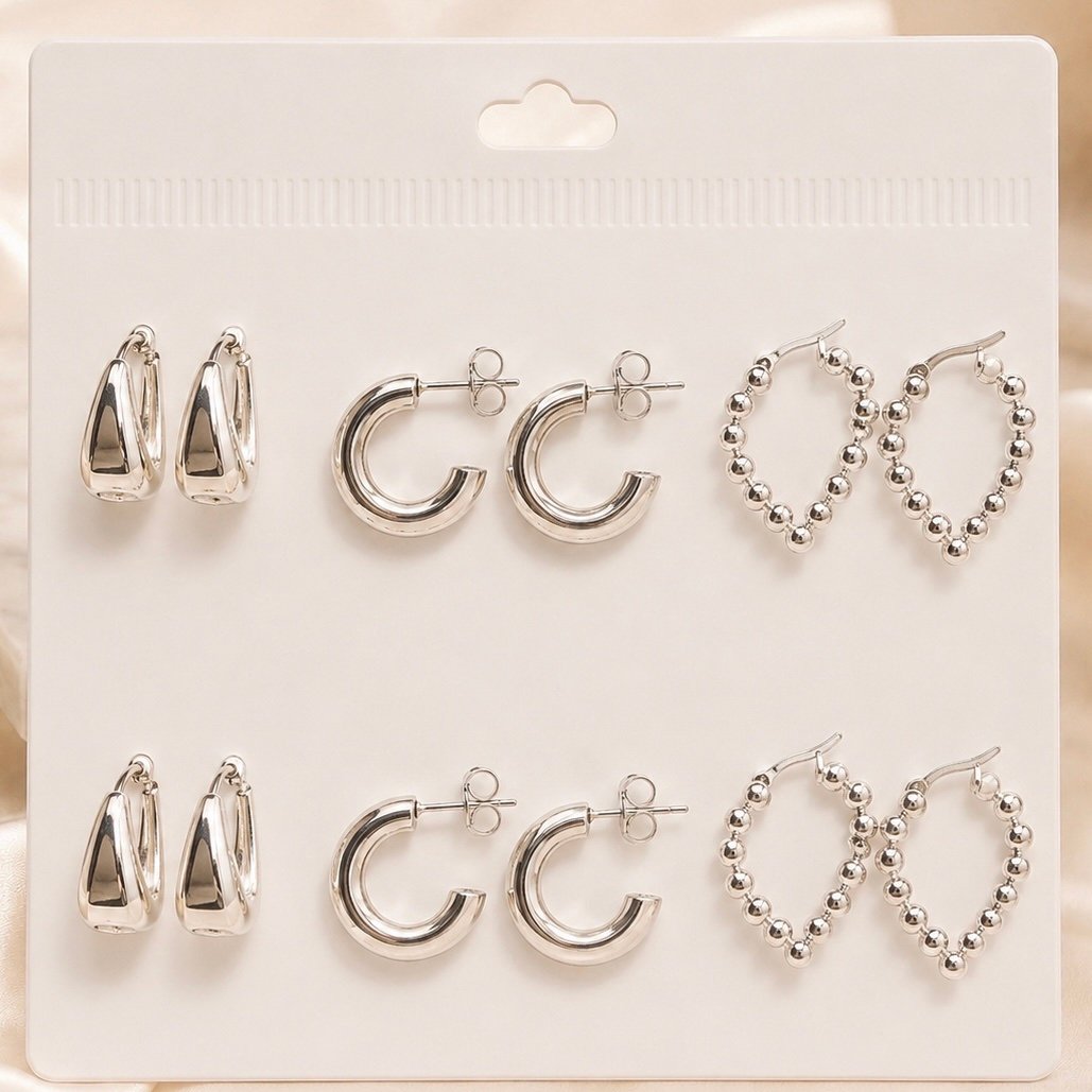 0a kit x 6 pares aros argollas infladas a.b abid K