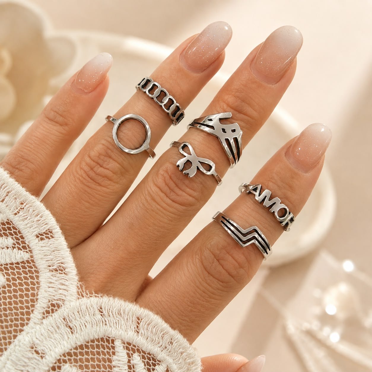 a kit x 6 anillos surtidos falanges a.q - Image 2