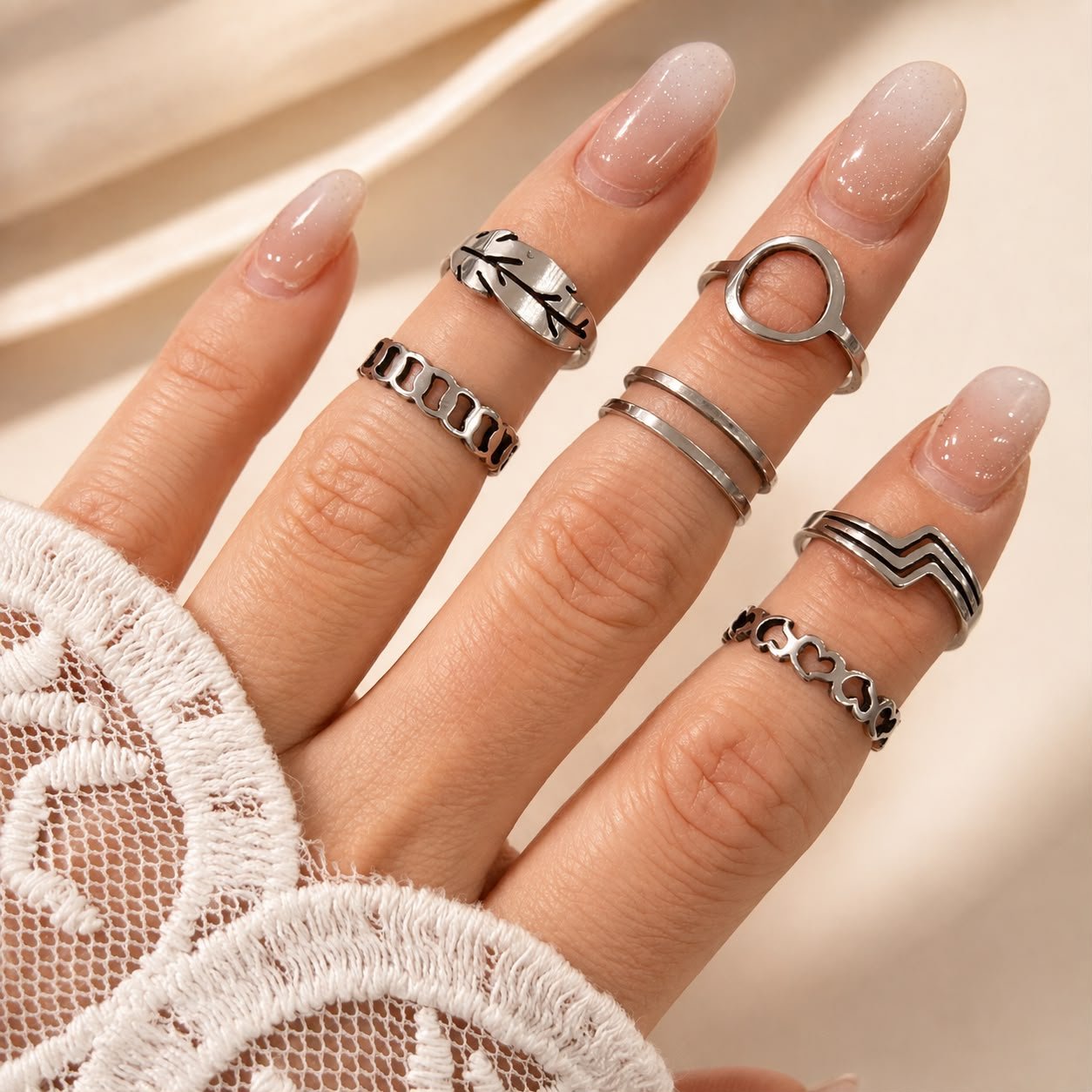 a kit x 6 anillos surtidos falanges a.q