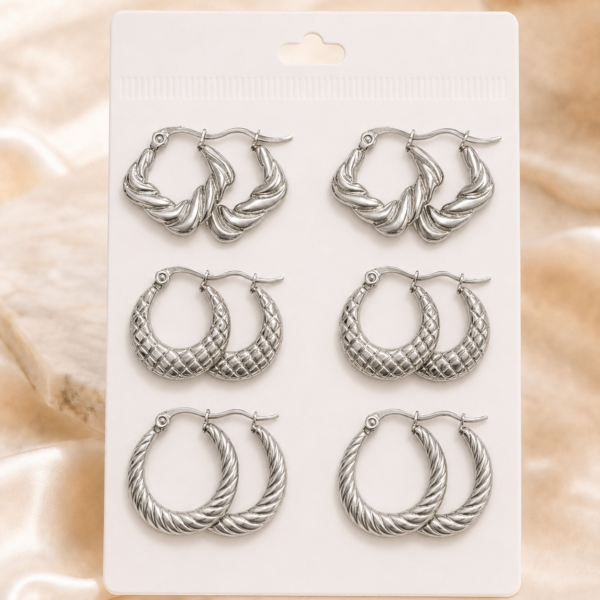 a a set x 6 pares argollas infladas  mod G a.q