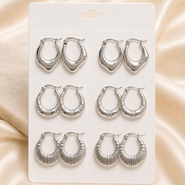 0a kit x 6 pares aros argollas infladas a.b abid O