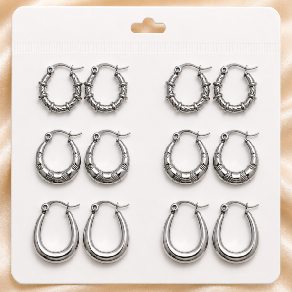 a a set x 6 pares argollas infladas  mod F a.q