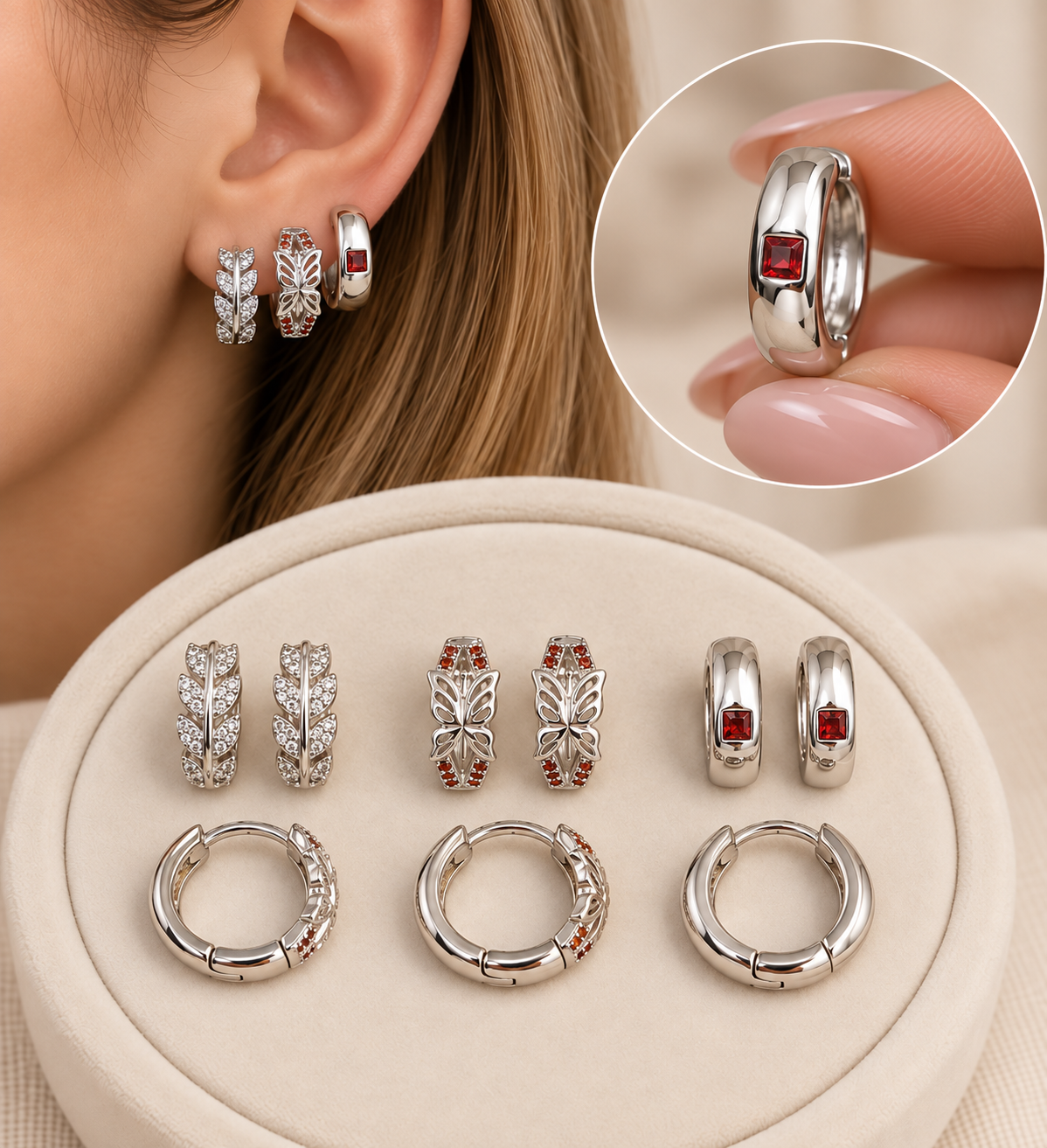 0a kit x 3 pares aros con cubics a.b abid B