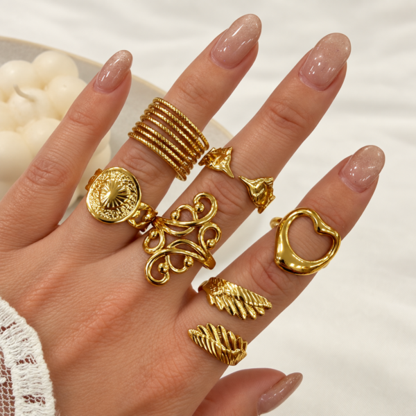 0 kit x 6 anillos dorados mixtos REGULABLES mod mix 7