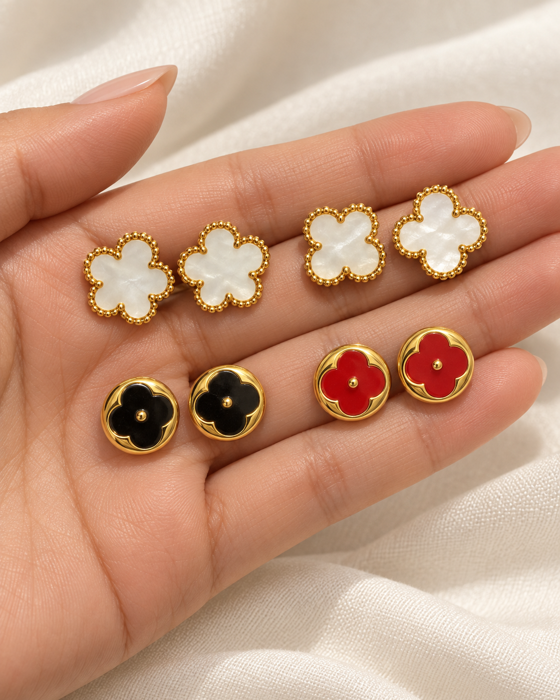 aros 0 set x 4 pares pasantes dorado mod M