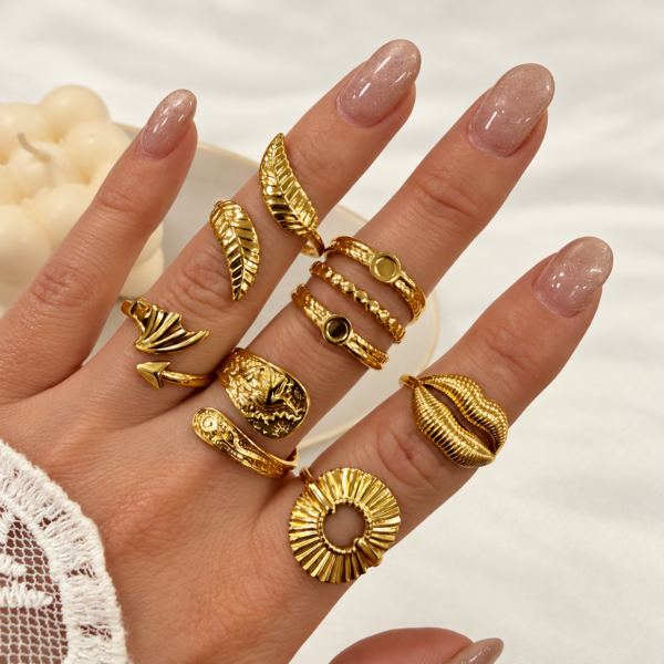 0 kit x 6 anillos dorados mixtos REGULABLES mod mix 4