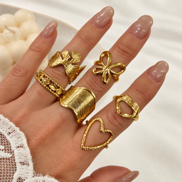 0 kit x 6 anillos dorados mixtos REGULABLES mod mix 6