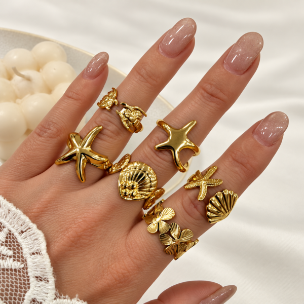 0 kit x 6 anillos dorados mixtos REGULABLES mod mix 3