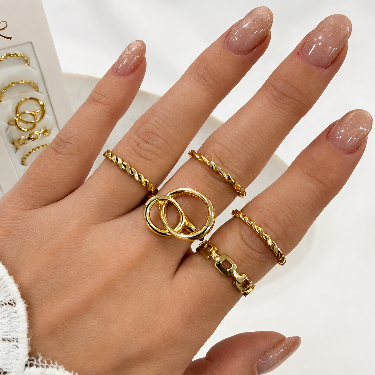 a 0 set x 6 anillos dorados modelo 24