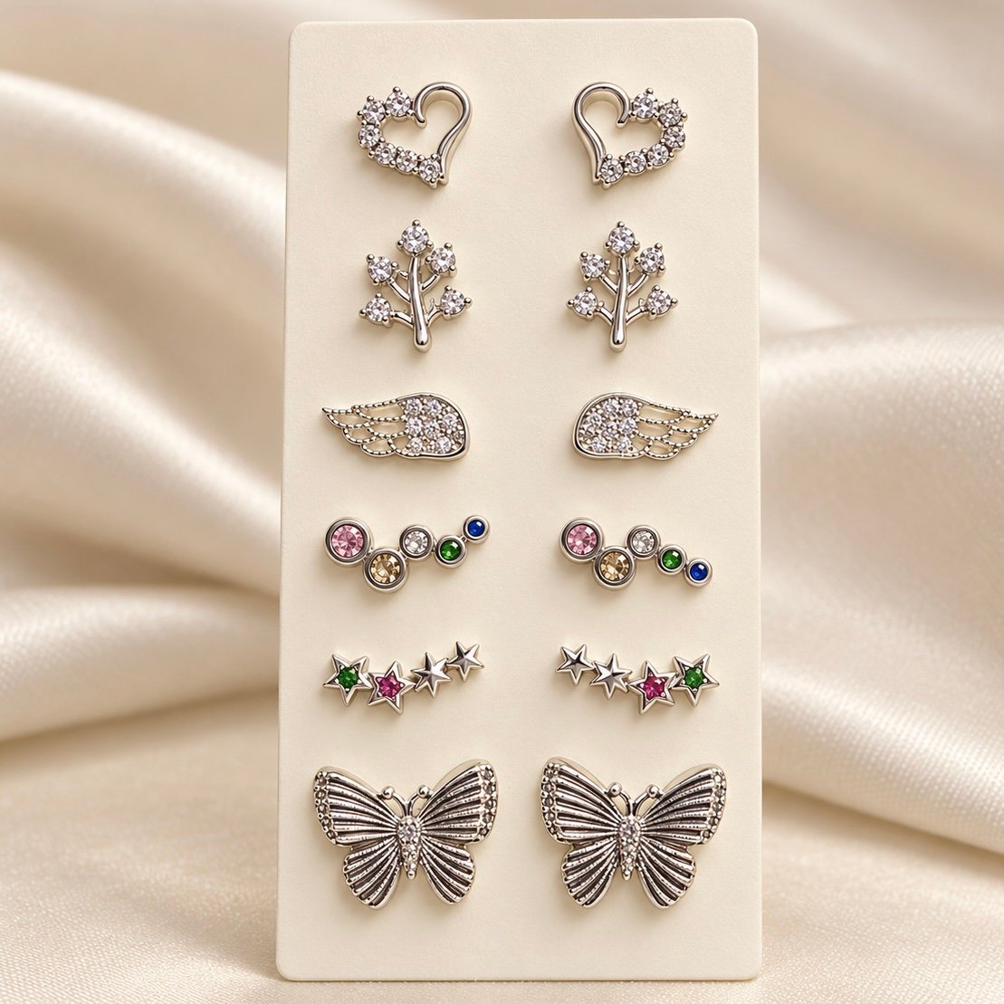 0a kit x 6 pares aros pasantes chicos microzirconia premium mod 1 a.b