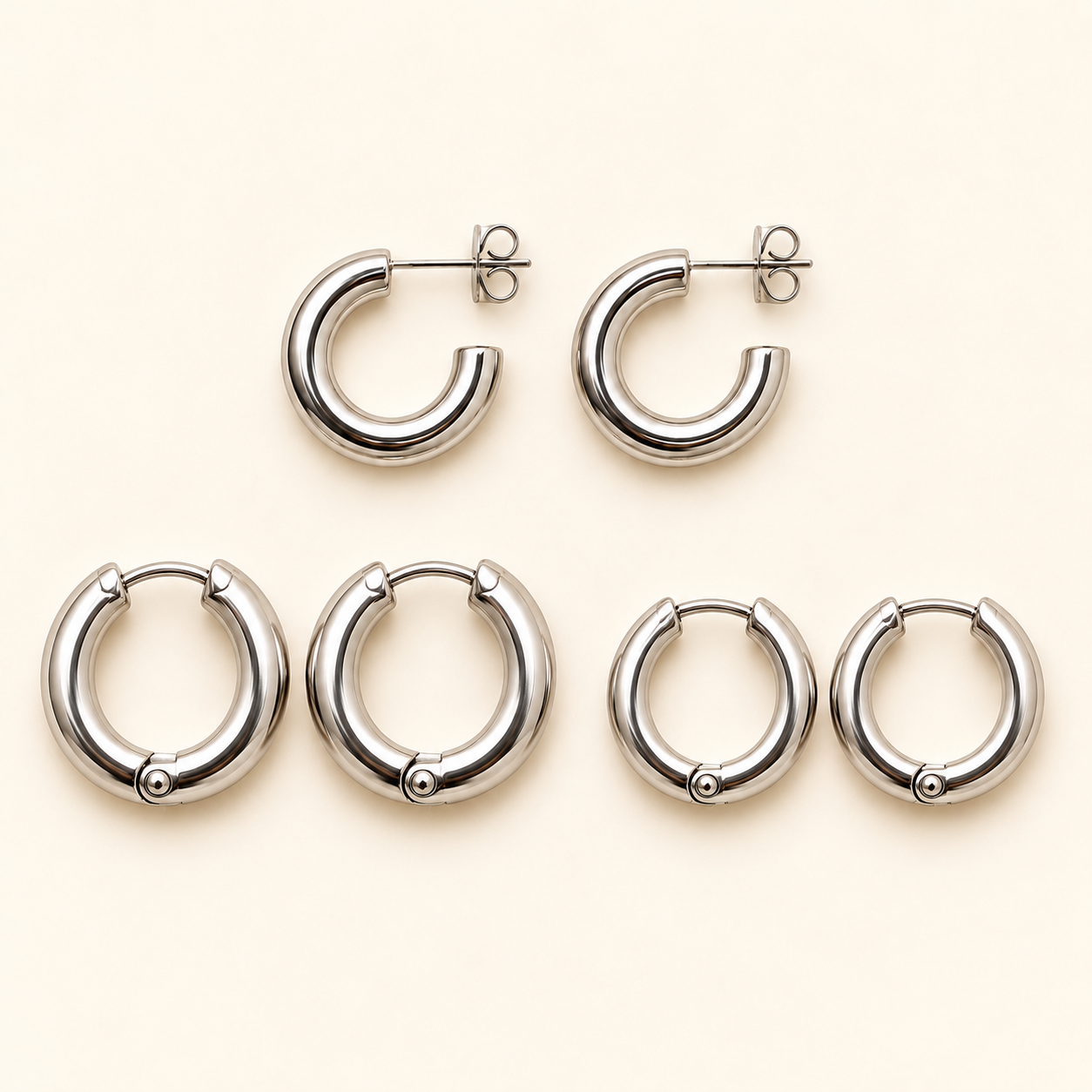 0a kit x 3 pares aros argollas trabajadas a.b astrid 6