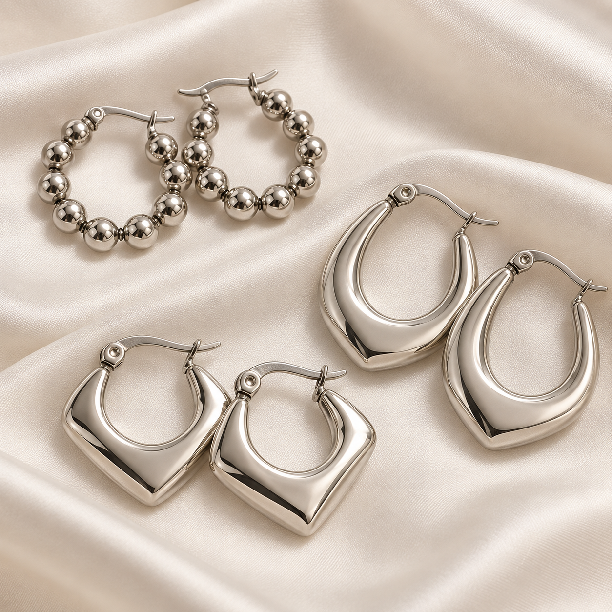 a a set x 3 pares argollas trabajadas mod 2 a.q