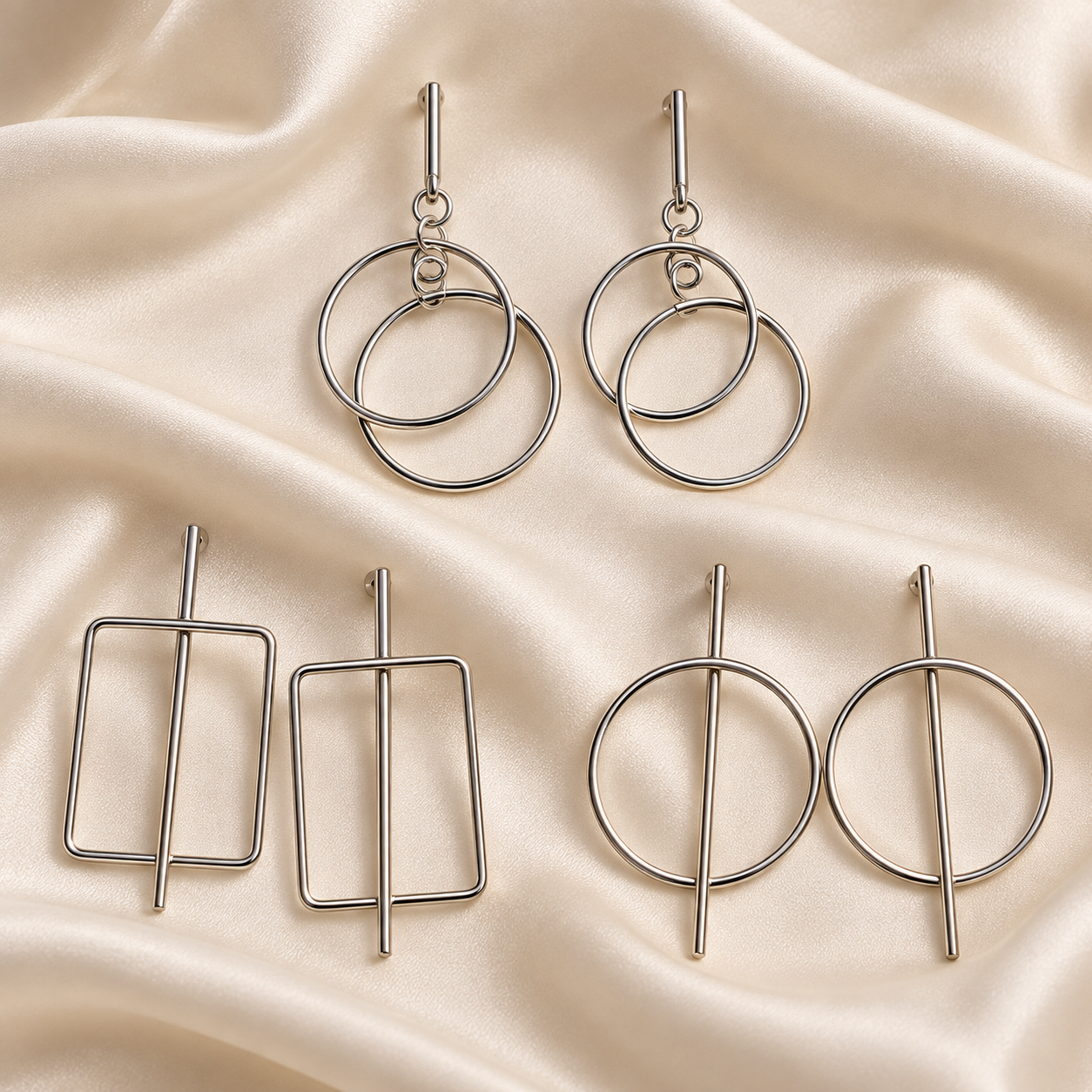 0a kit x 3 pares aros argollas trabajadas a.b mod diseño