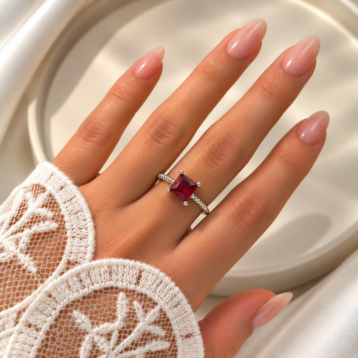 a anillo abud piedra Mod B roja