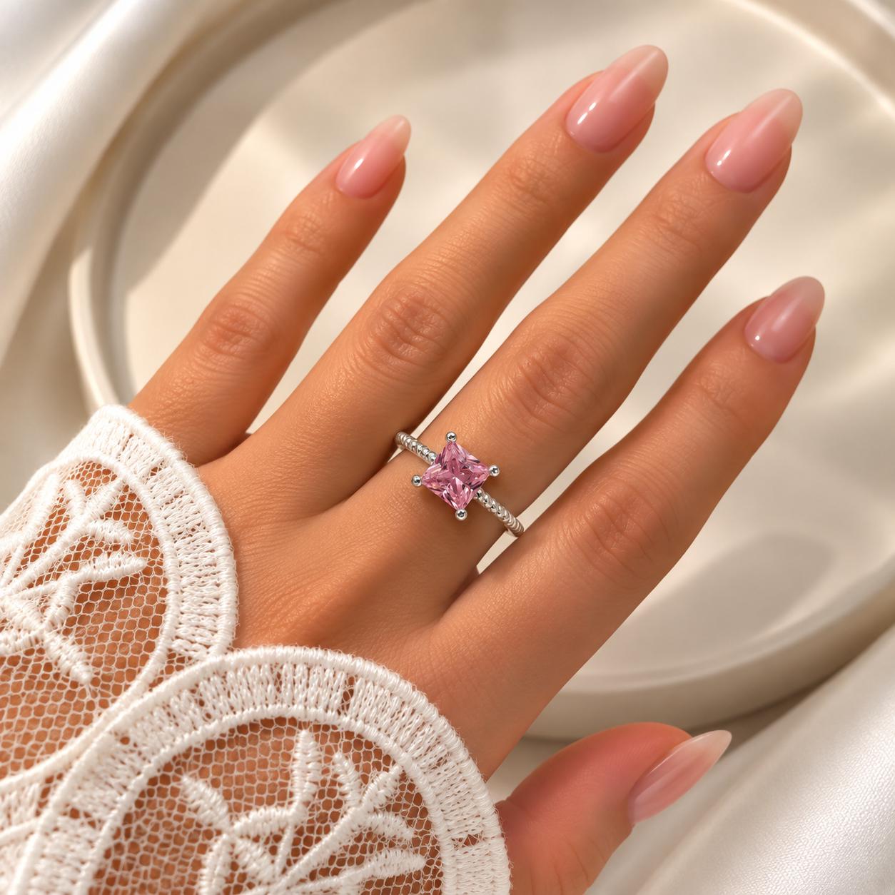 a anillo abud piedra Mod B rosa