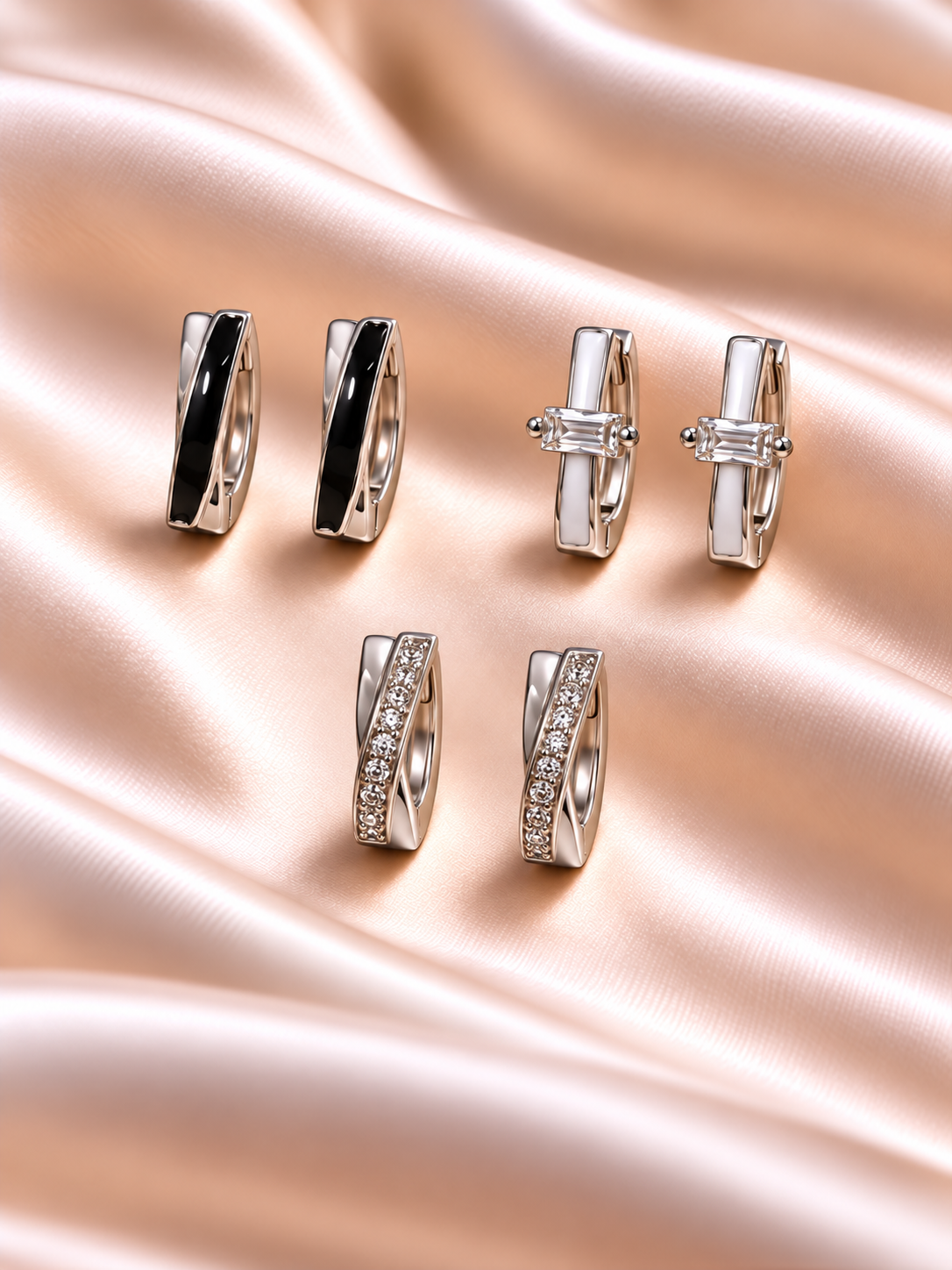 a a set x 3 pares argollas con cubics mod 5 a.q