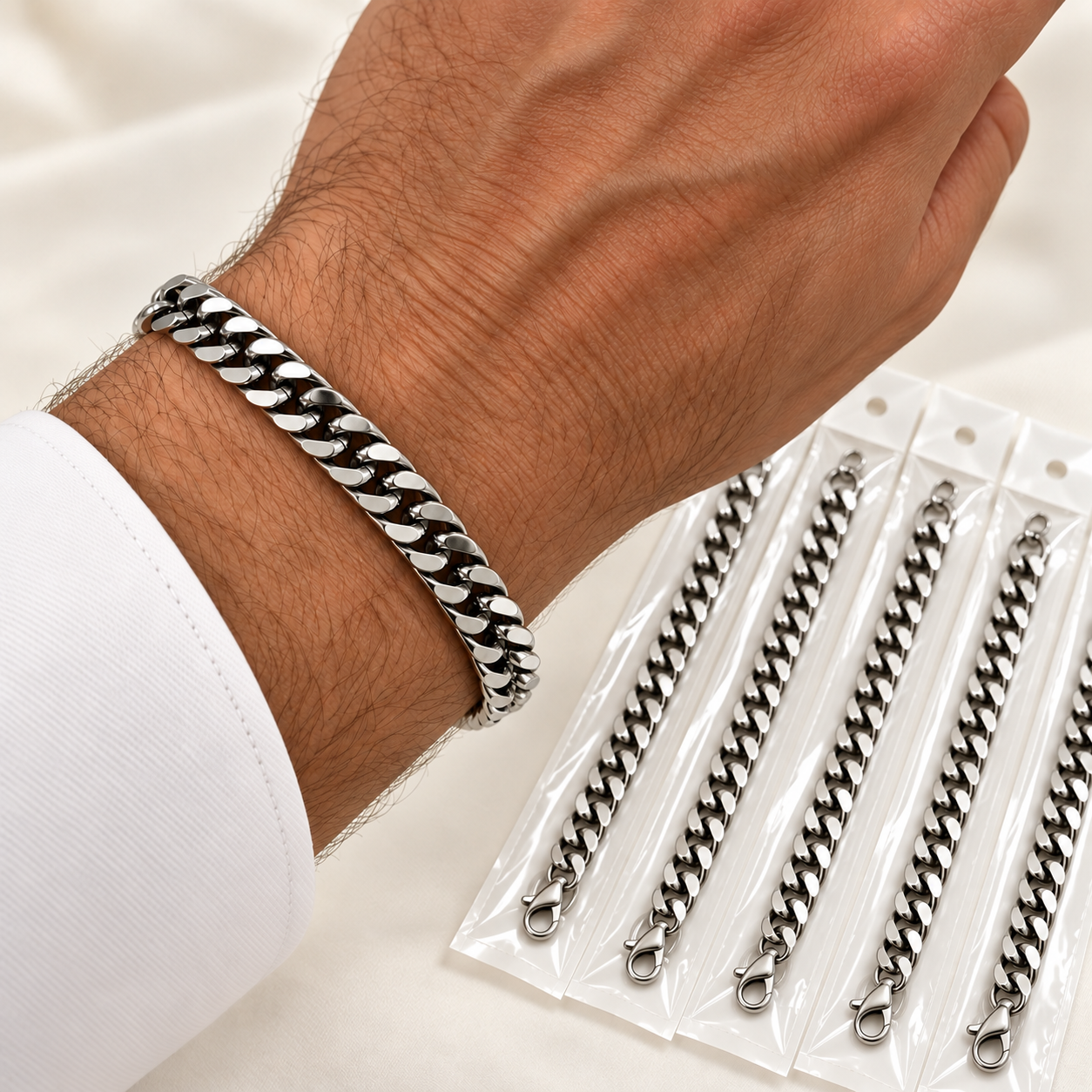 a a kit x 6 pulseras grumet diamantadas x 20cm a.q