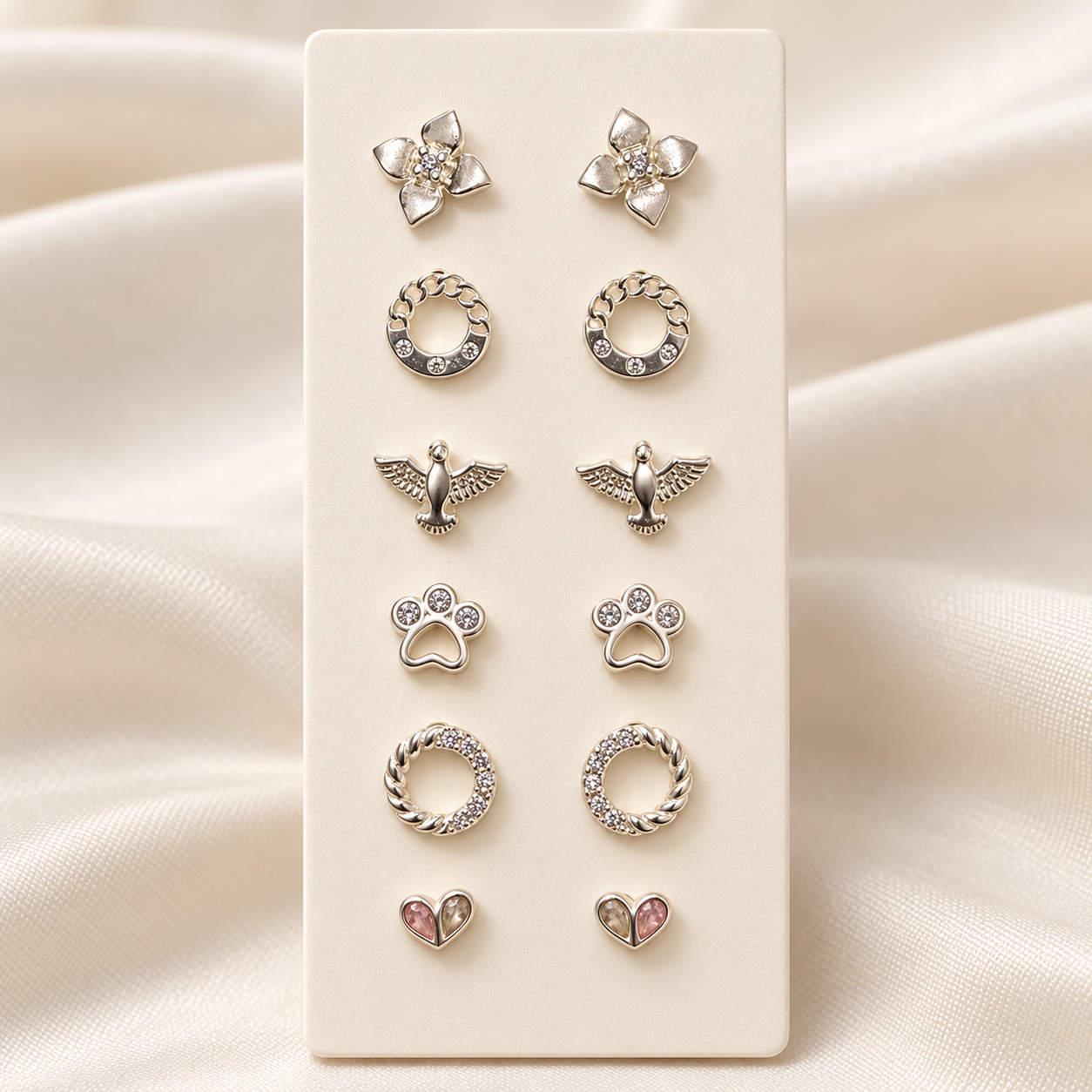 0a kit x 6 pares aros pasantes chicos microzirconia premium mod 2 a.b