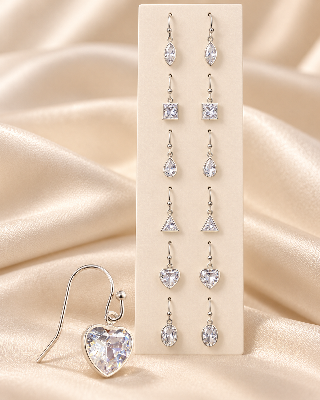 0a kit x 6 pares aros cristal Sw blanco colgantes premium a.b