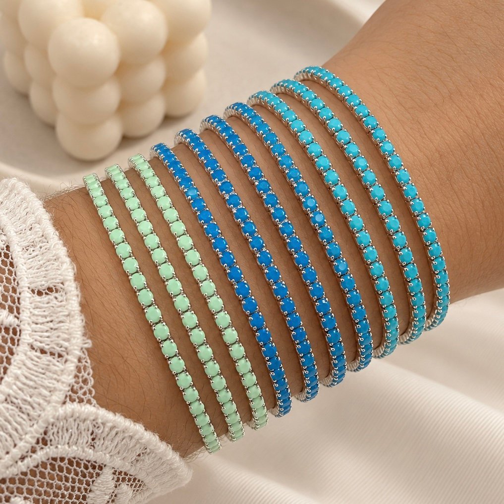 0oferta pack x 12 pulseras extensibles microzirconia degrade mod C