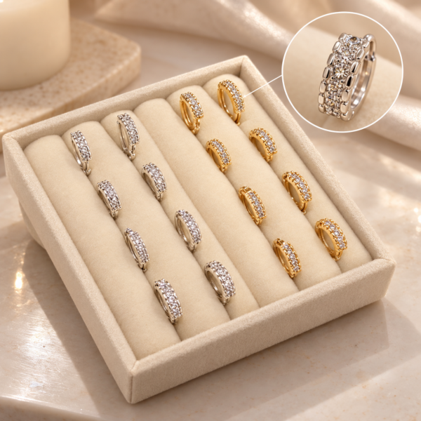 0 kit emprendedor 12 pares aros con microzirconia + alhajero de regalo
